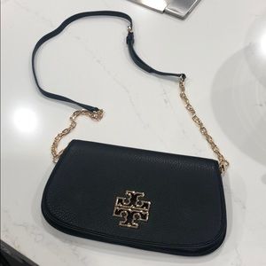 Tory Burch Leather Britten Clutch Chain Crossbody